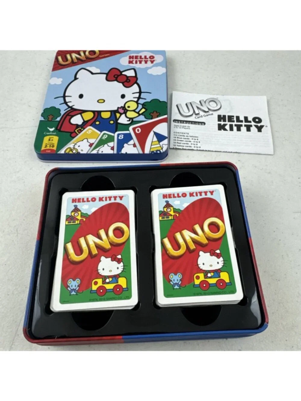 Sanrio Hello Kitty UNO Card Game In Tin Box Mattel 2012 RARE COMPLETE